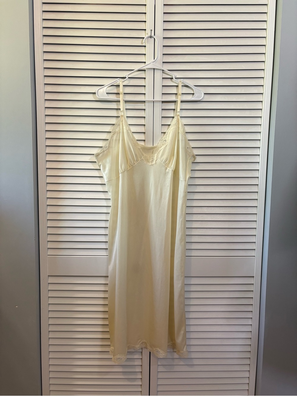 Vintage Pale Yellow Satin Slip Lace Dress Fairy Romantic